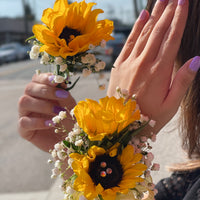 Mini Sunflower Corsage and Boutonniere Set