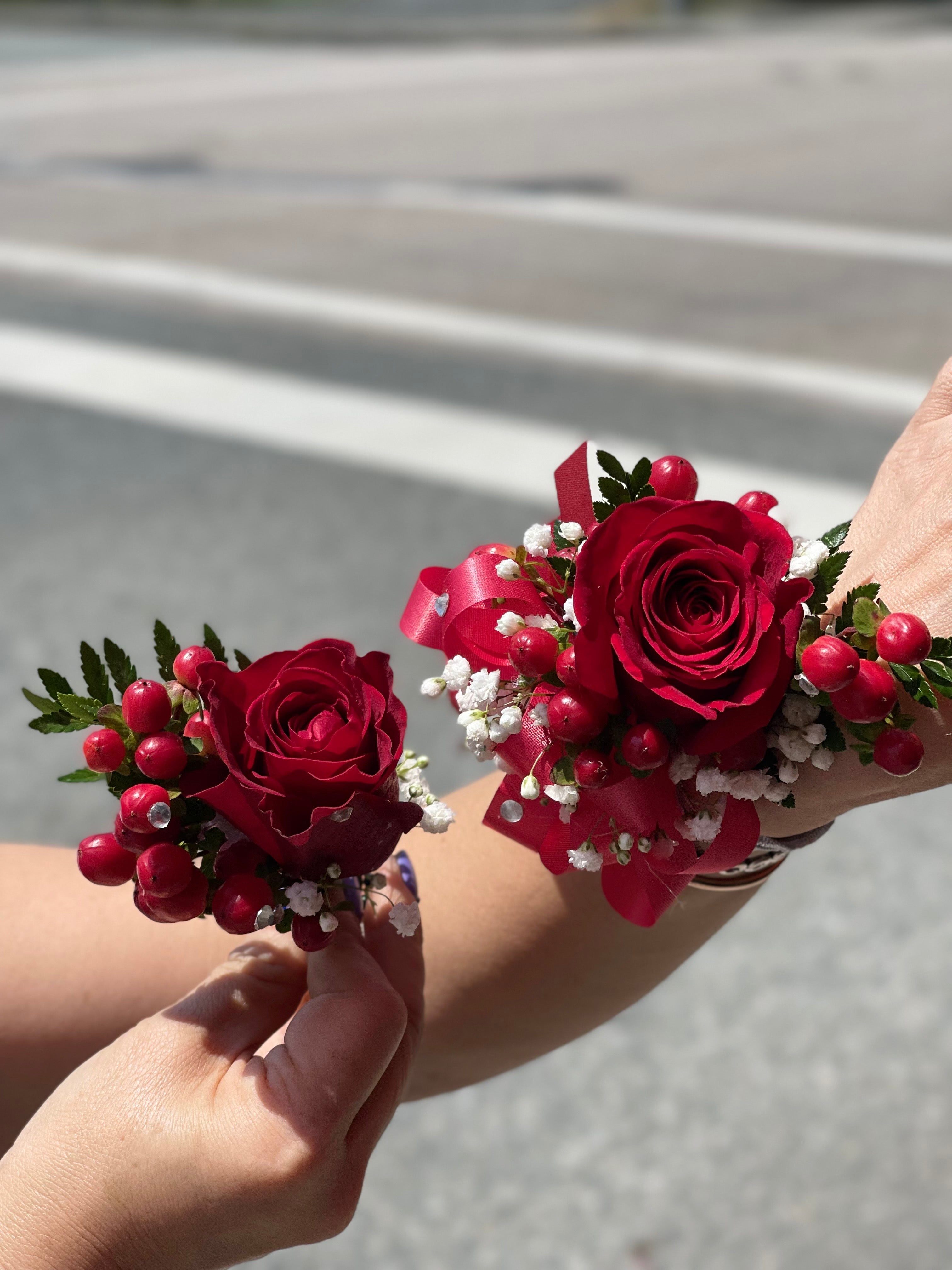 Red Tango Corsage and Boutonniere Set