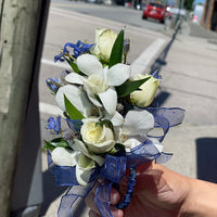 Blue and White Elegance Corsage